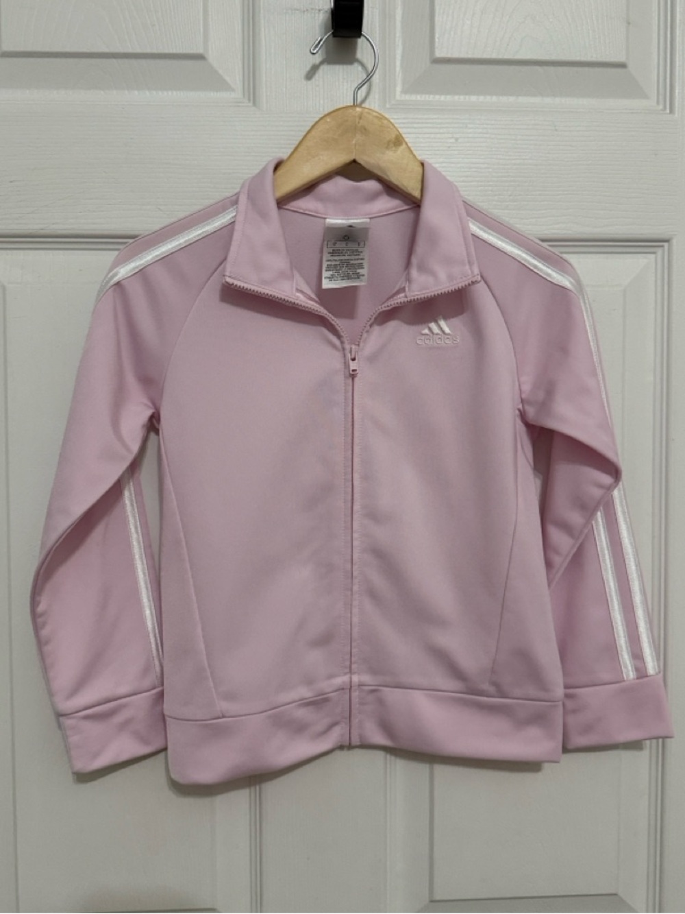 Adidas kids Light Pink Zip-Front Track Jacket with White Stripes